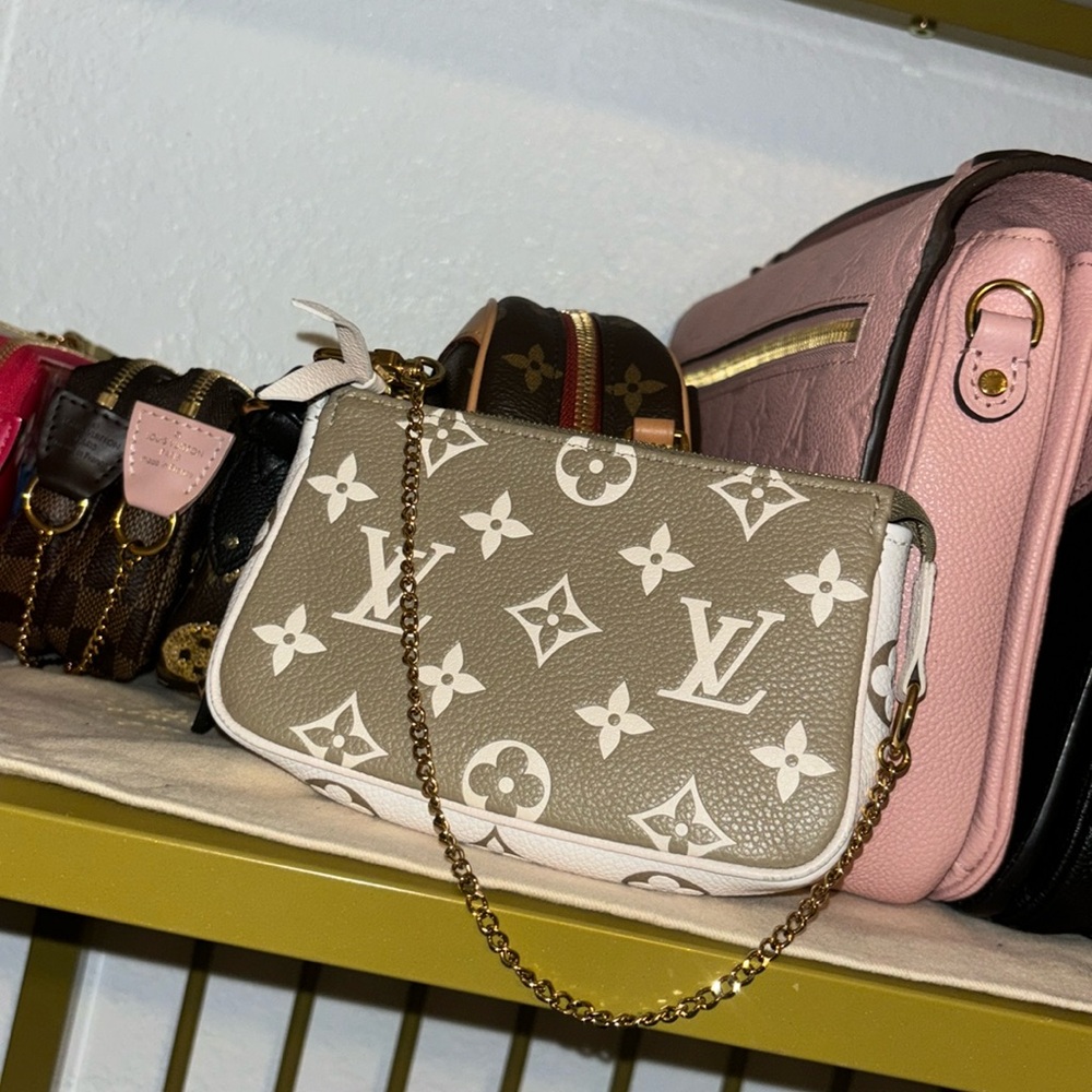 Louis Vuitton Cream and Green Clutch